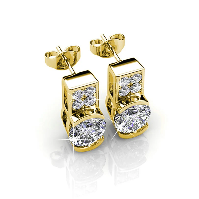 Laya 18k White Gold Plated Stud Earrings with Swarovski Crystals — Final Sale - Image 10
