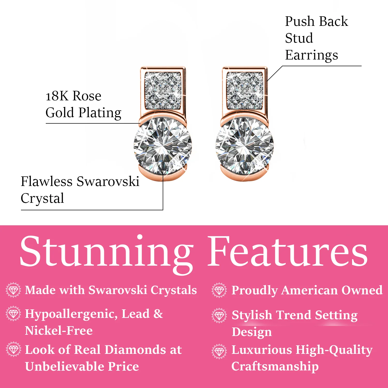 Laya 18k White Gold Plated Stud Earrings with Swarovski Crystals — Final Sale - Image 13