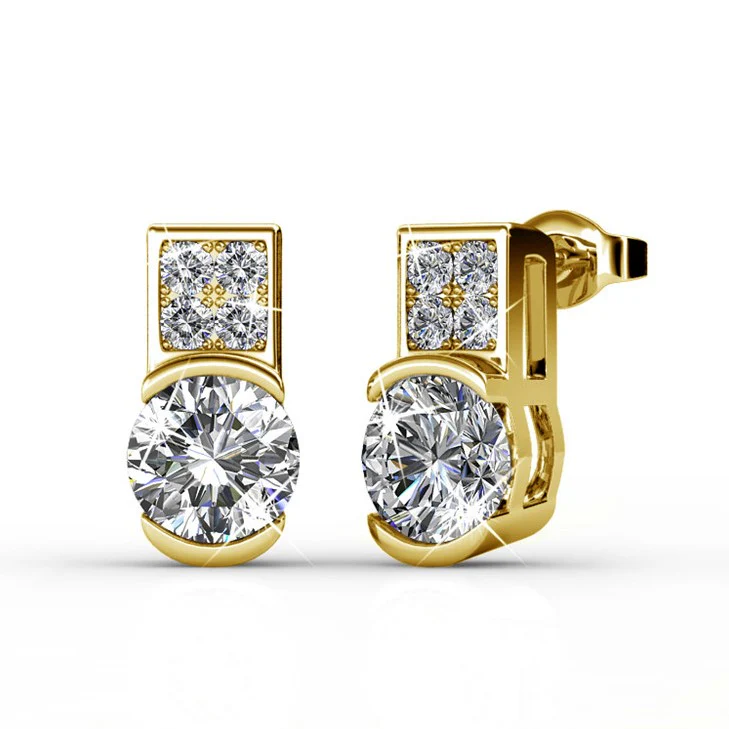 Laya 18k White Gold Plated Stud Earrings with Swarovski Crystals — Final Sale - Image 8