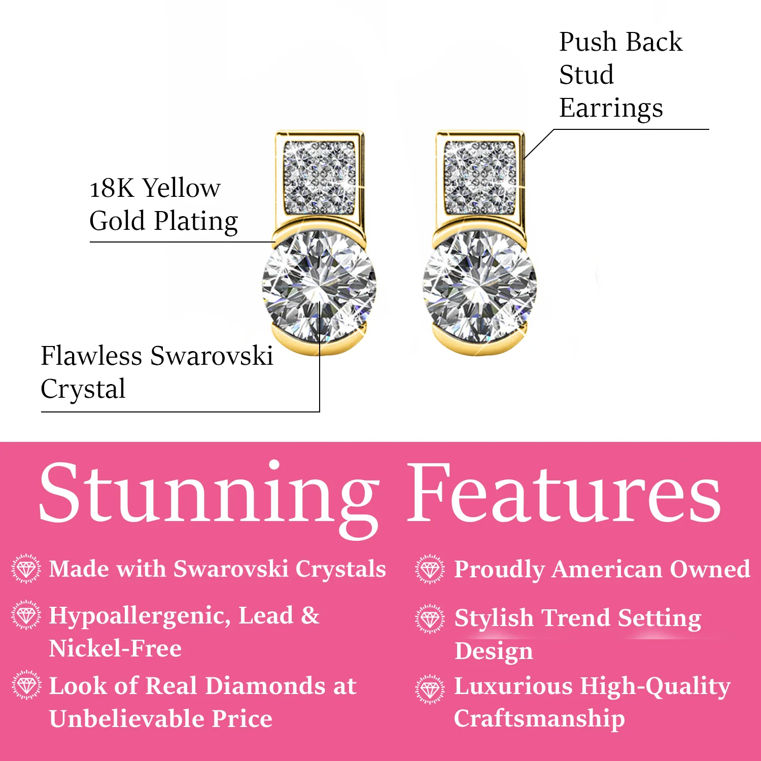 Laya 18k White Gold Plated Stud Earrings with Swarovski Crystals — Final Sale - Image 9