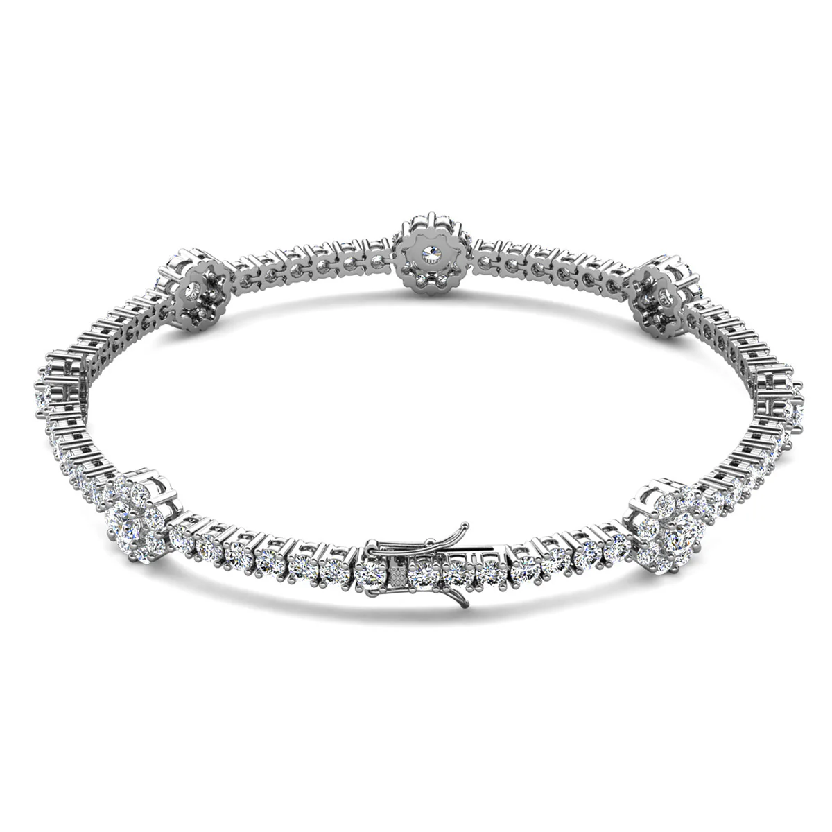 Leah 18k White Gold Plated Tennis Bracelet with Simulated Diamond Crystals - Image 7