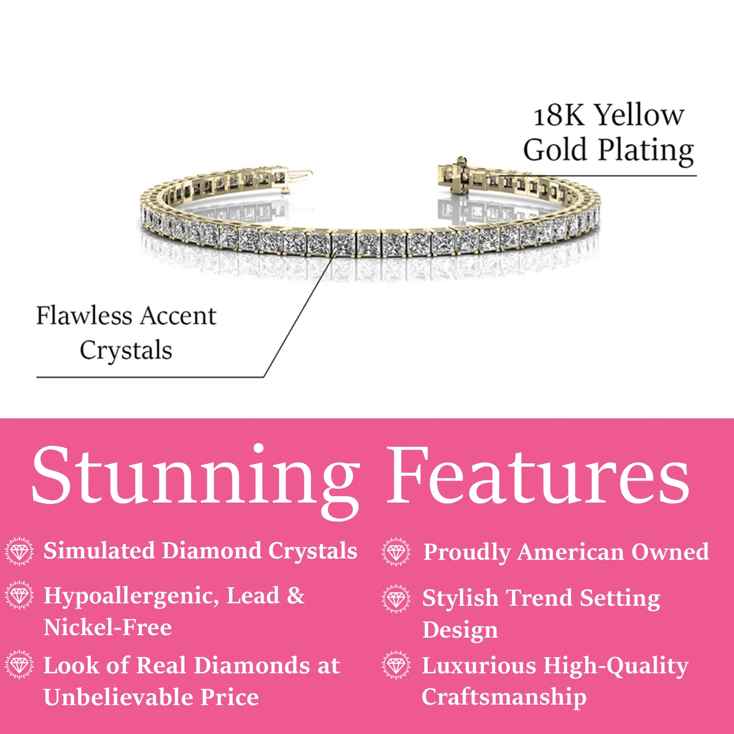 Leila 18k White Gold Plated Tennis Bracelet with Simulated Diamond Crystals - Image 8