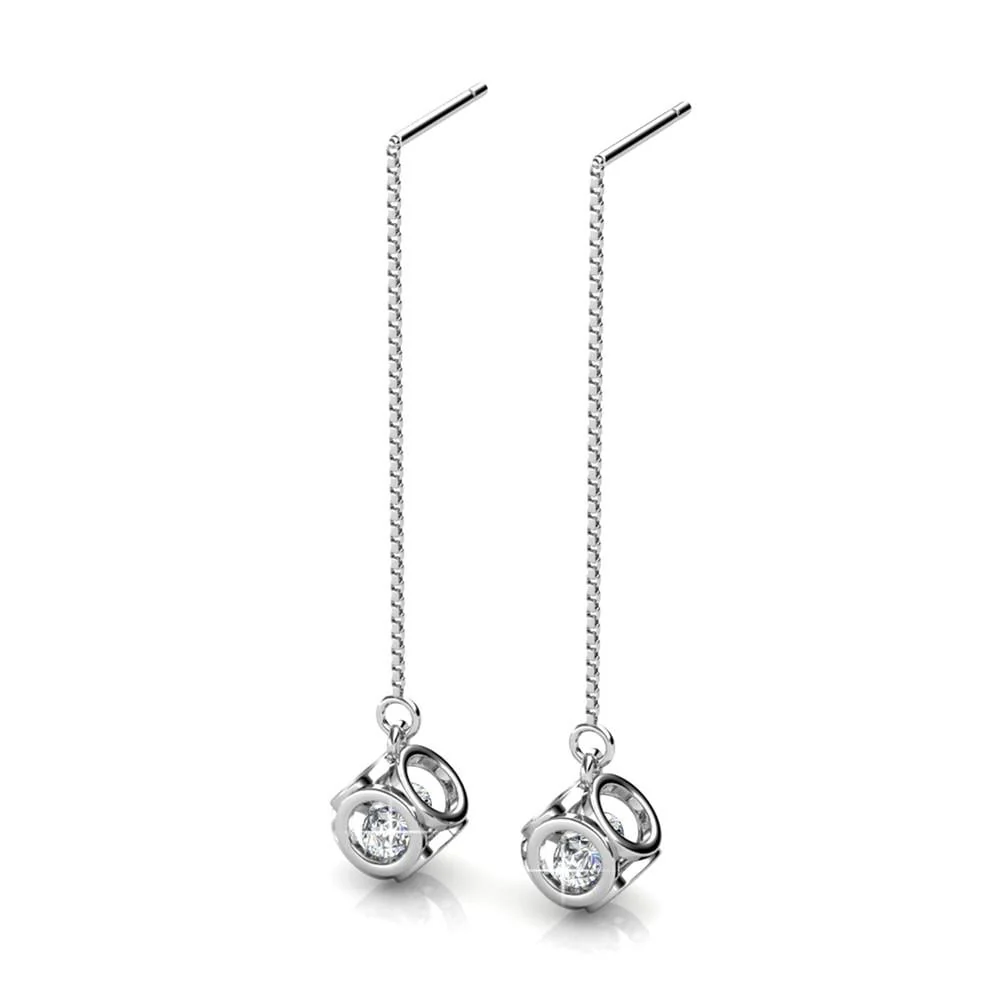 Lena 18k White Gold Dangle Earrings with Swarovski Crystals - Image 7