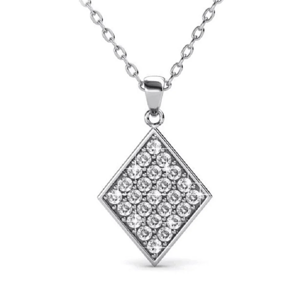 Lennon 18k White Gold Necklace and Stud Earrings Jewelry Set with Crystals - Image 8