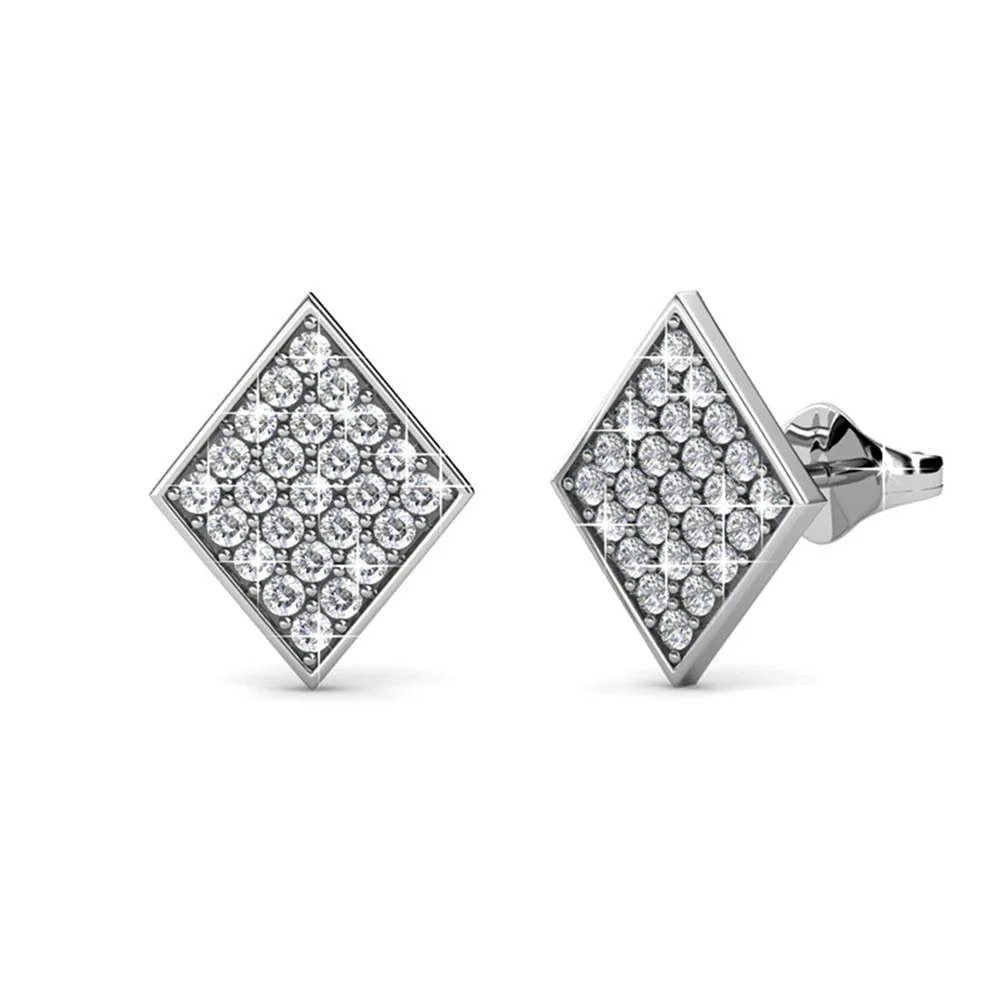 Lennon 18k White Gold Necklace and Stud Earrings Jewelry Set with Crystals - Image 9