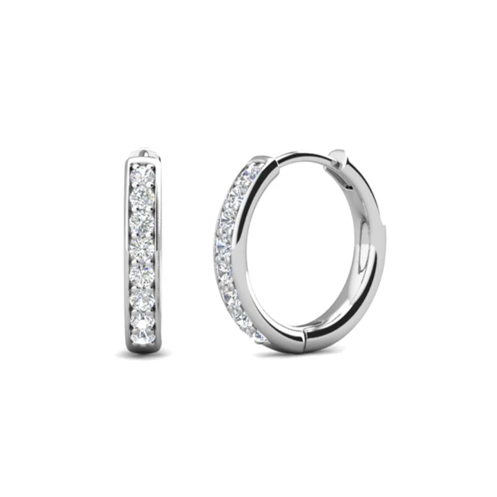 Leslie 18k White Gold Plated 14mm-40mm Hoop Earrings with Swarovski Crystals - Image 13