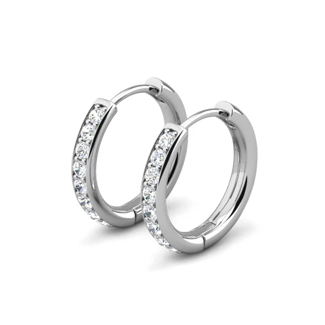 Leslie 18k White Gold Plated 14mm-40mm Hoop Earrings with Swarovski Crystals - Image 15