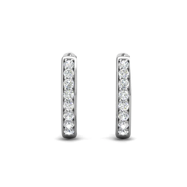 Leslie 18k White Gold Plated 14mm-40mm Hoop Earrings with Swarovski Crystals - Image 16