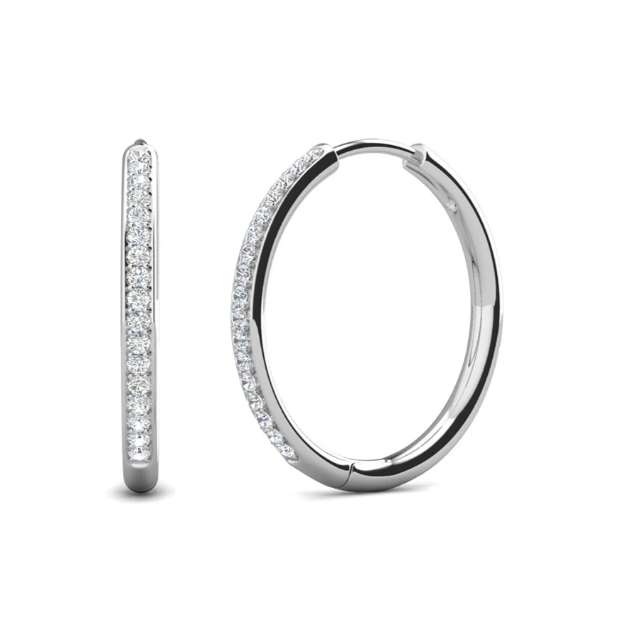 Leslie 18k White Gold Plated 14mm-40mm Hoop Earrings with Swarovski Crystals - Image 19