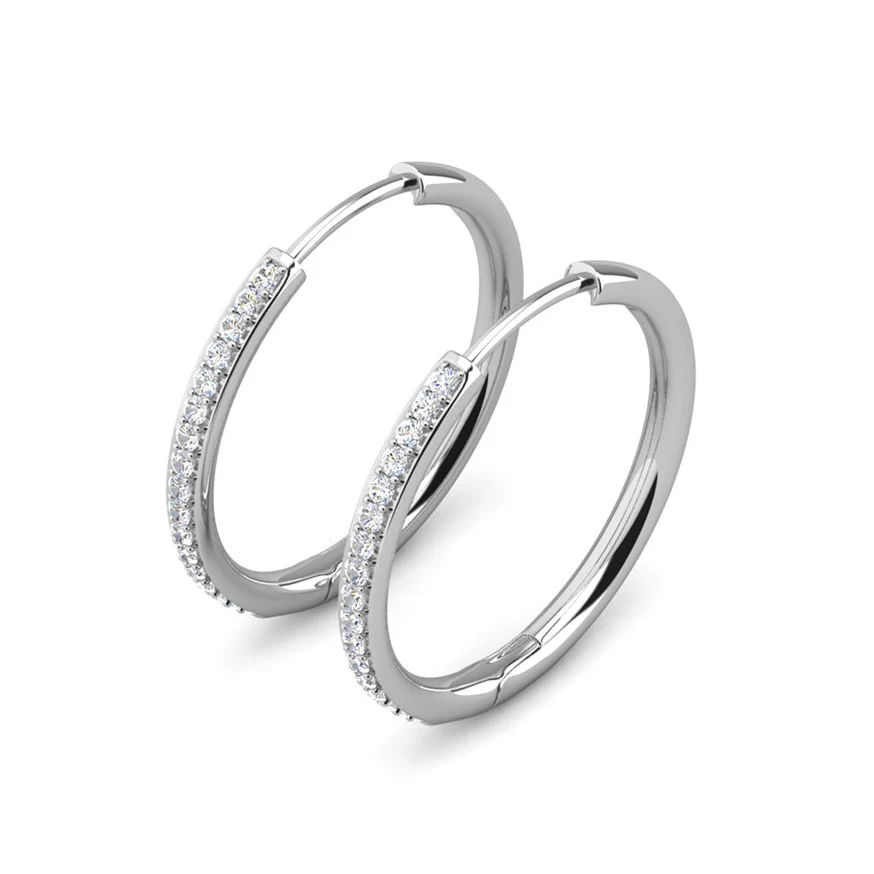 Leslie 18k White Gold Plated 14mm-40mm Hoop Earrings with Swarovski Crystals - Image 21