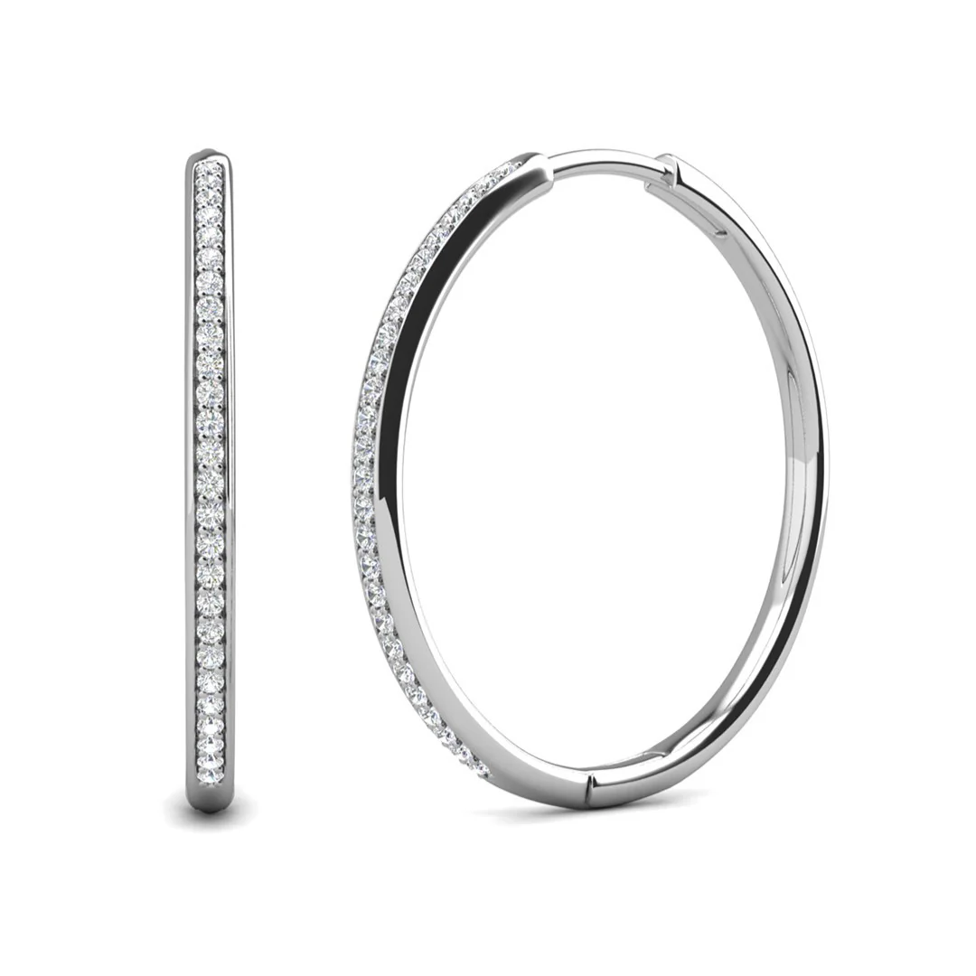 Leslie 18k White Gold Plated 14mm-40mm Hoop Earrings with Swarovski Crystals - Image 25