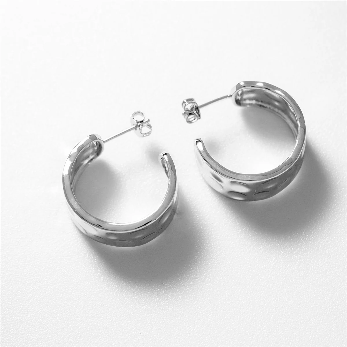 Letty 18k White Gold Plated 21mm Half Hoop Earrings - Image 7