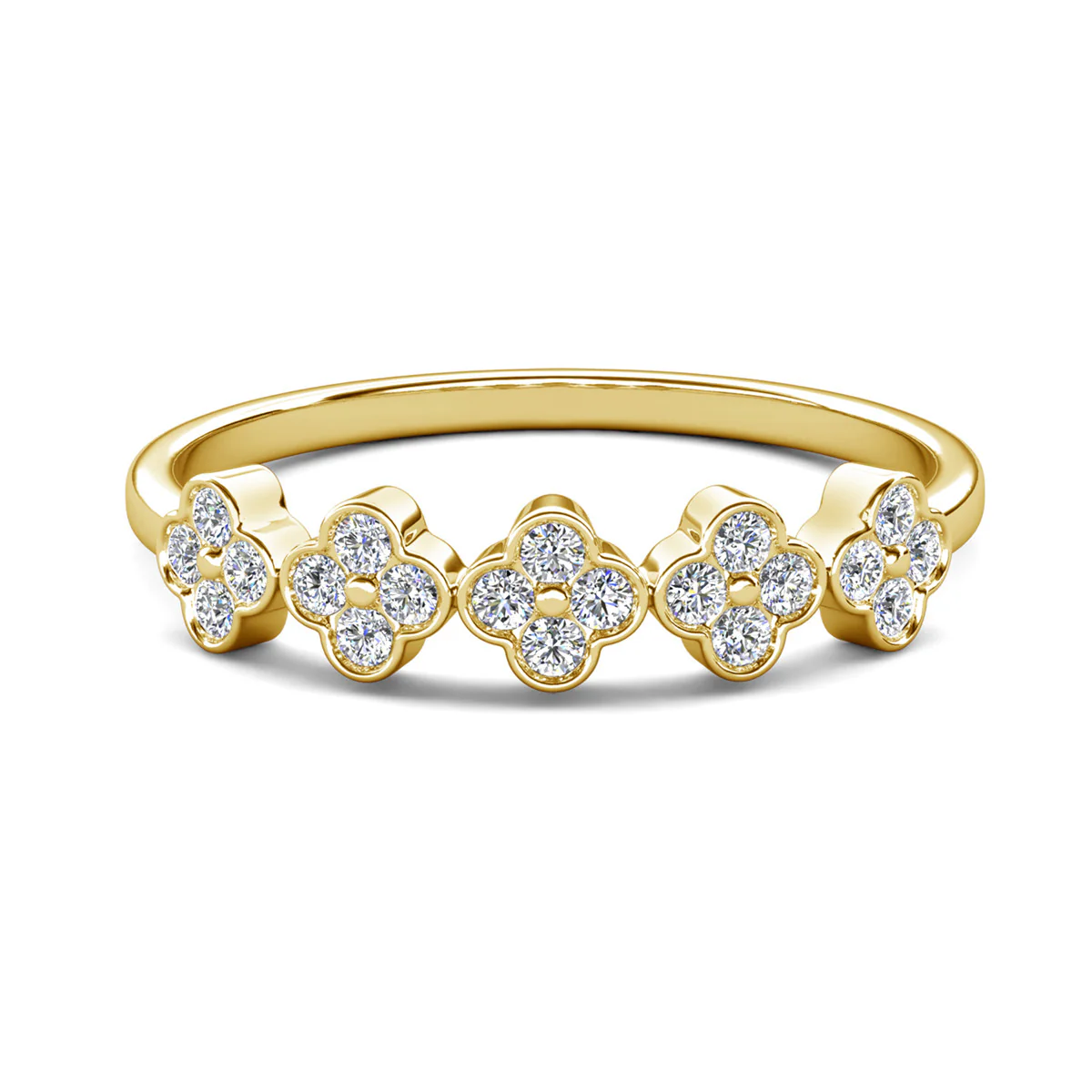 Linda 18k White Gold Plated Clover Flower Ring with Swarovski Crystals - Image 11
