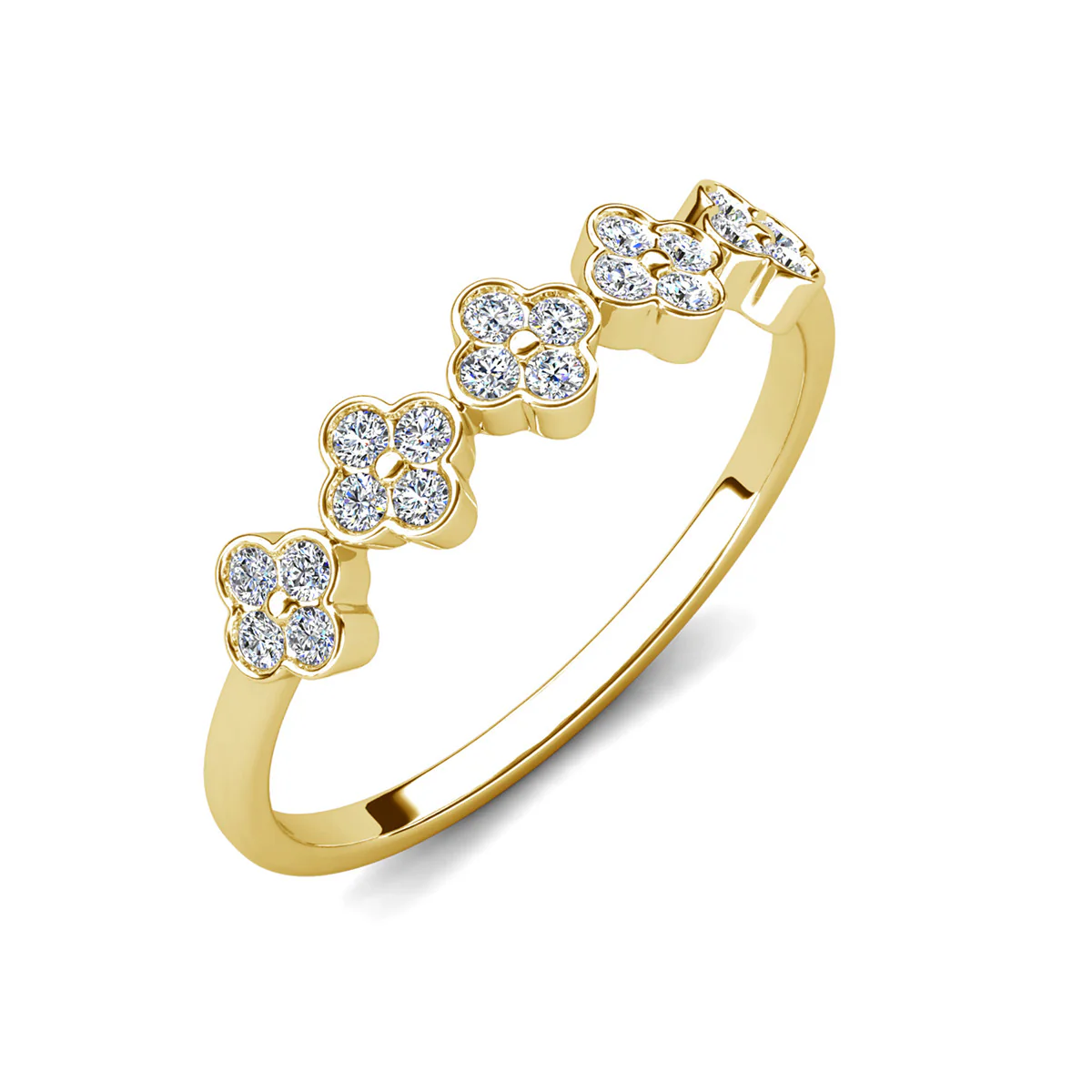 Linda 18k White Gold Plated Clover Flower Ring with Swarovski Crystals - Image 9
