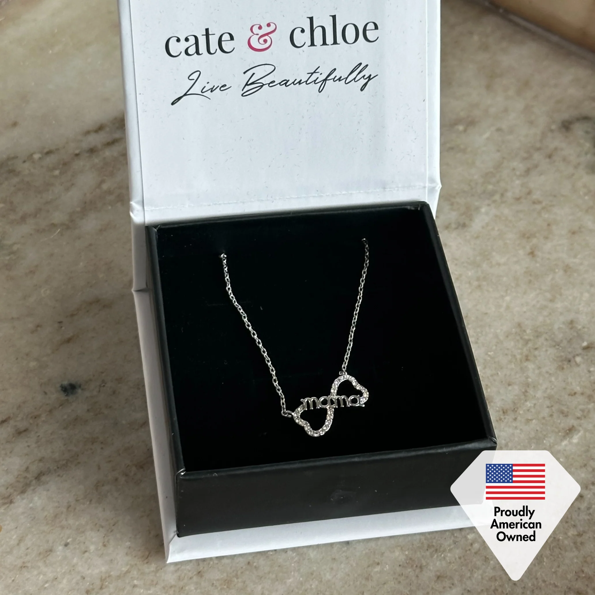 Lisa 18k White Gold Plated Infinity Mom Heart Necklace with Swarovski Crystals - Image 6
