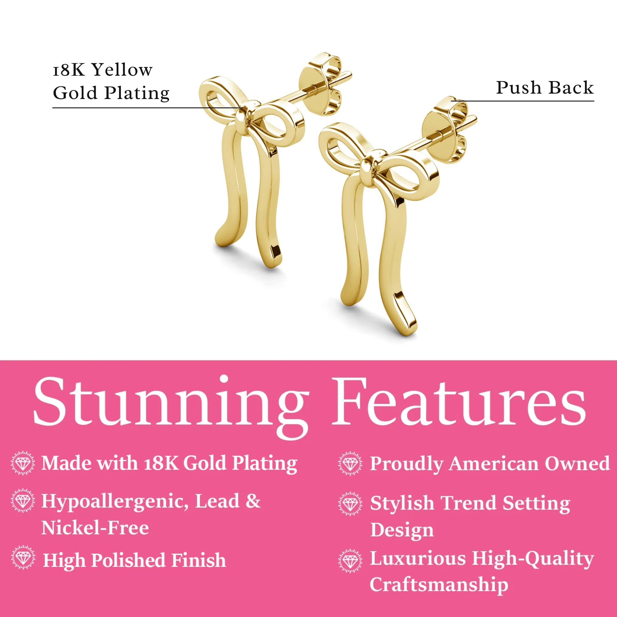 Lola 18k White Gold Plated Ribbon/Bow Drop Earrings - Image 11