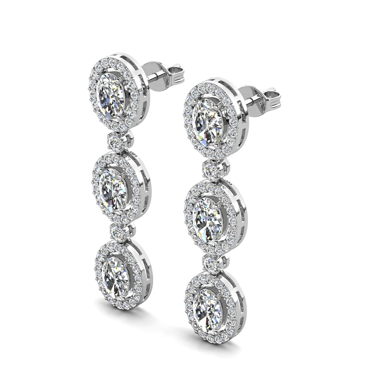 Lorraine 18k White Gold Plated Dangle Earrings with Swarovski Crystals - Image 7