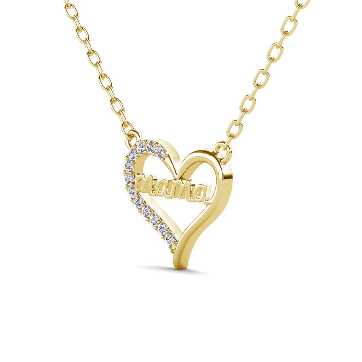 Louise 18k White Gold Plated Mama Heart Necklace with Simulated Diamond Crystals - Image 11