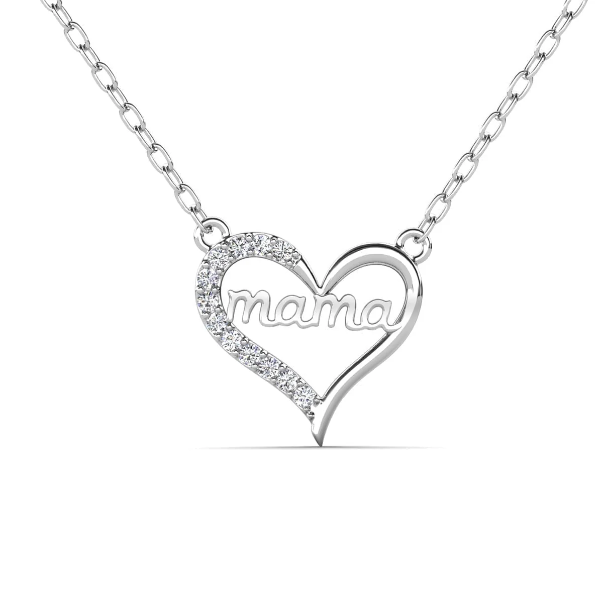 Louise 18k White Gold Plated Mama Necklace with Swarovski Crystals & Heartfelt Message for Mom - Image 8