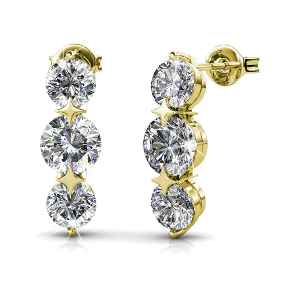 Lucille 18k White Gold Plated Stud Drop Earrings with Swarovski Crystals — Fab Fav - Image 11