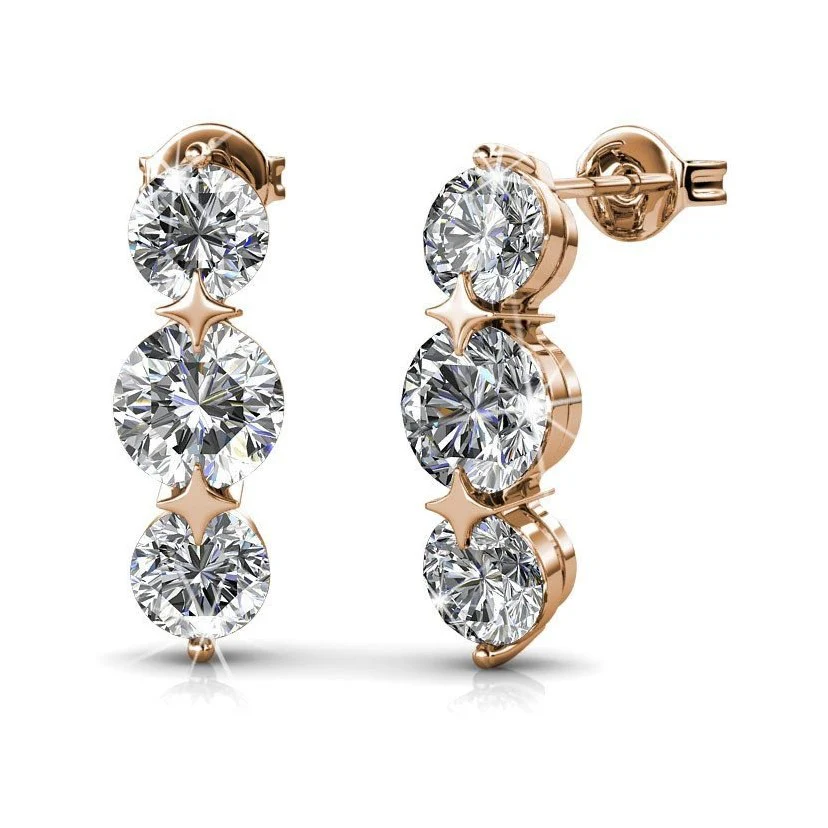 Lucille 18k White Gold Plated Stud Drop Earrings with Swarovski Crystals — Fab Fav - Image 15