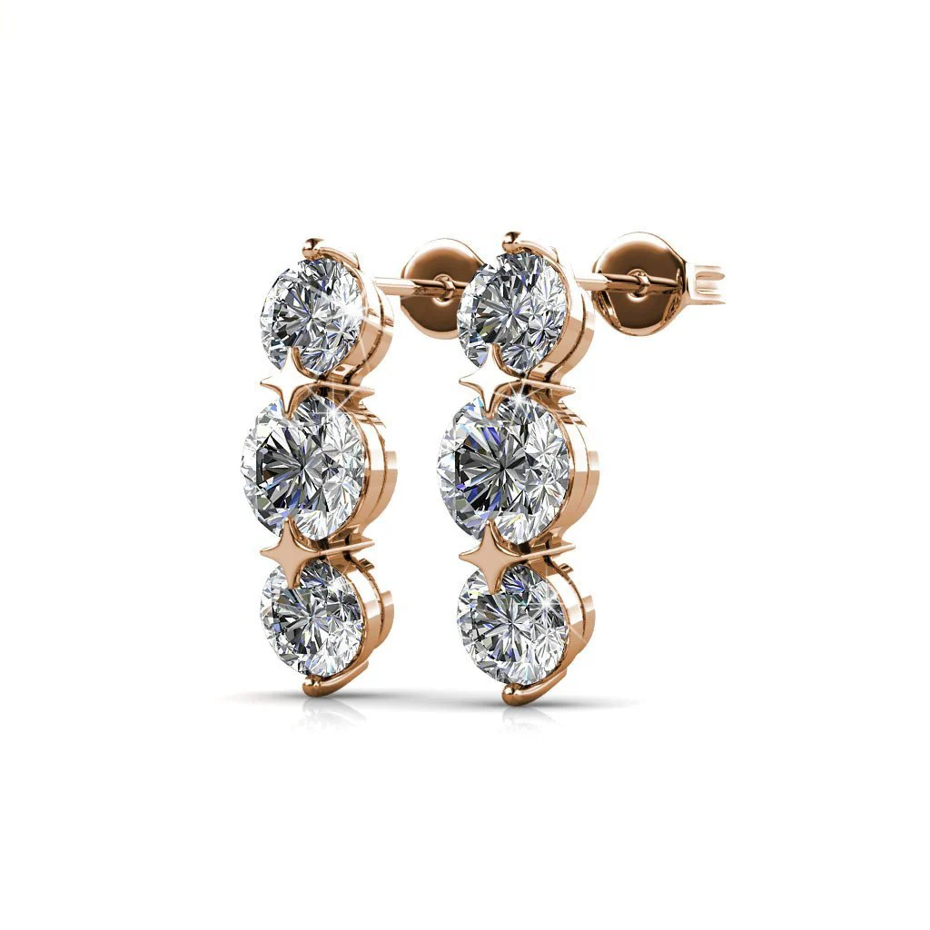 Lucille 18k White Gold Plated Stud Drop Earrings with Swarovski Crystals — Fab Fav - Image 17