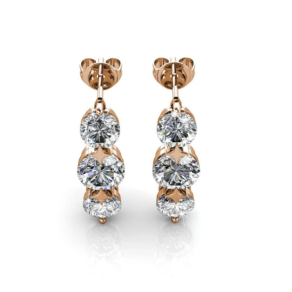 Lucille 18k White Gold Plated Stud Drop Earrings with Swarovski Crystals — Fab Fav - Image 18