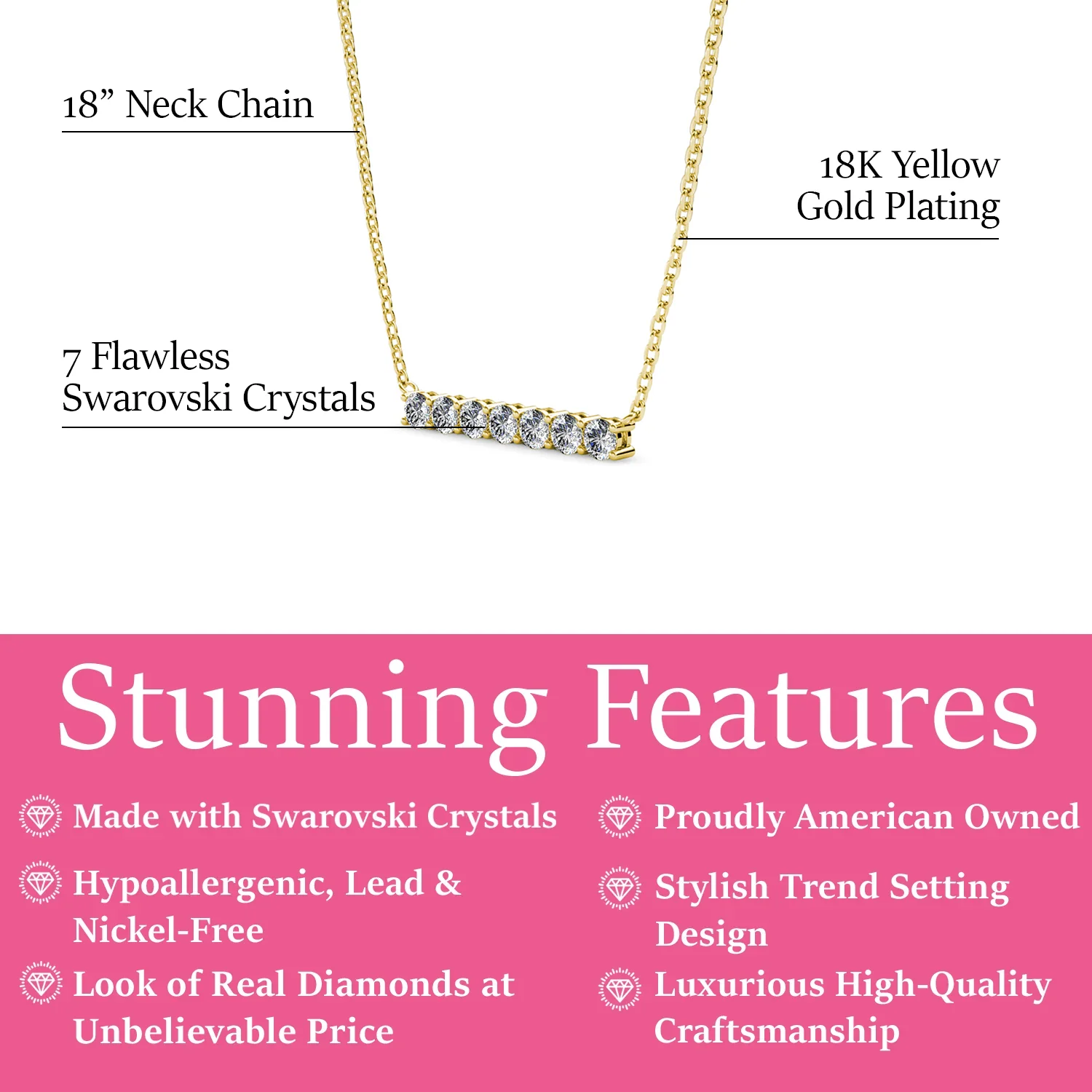 Lynn 18k White Gold Plated Necklace with Swarovski Crystals - Image 10