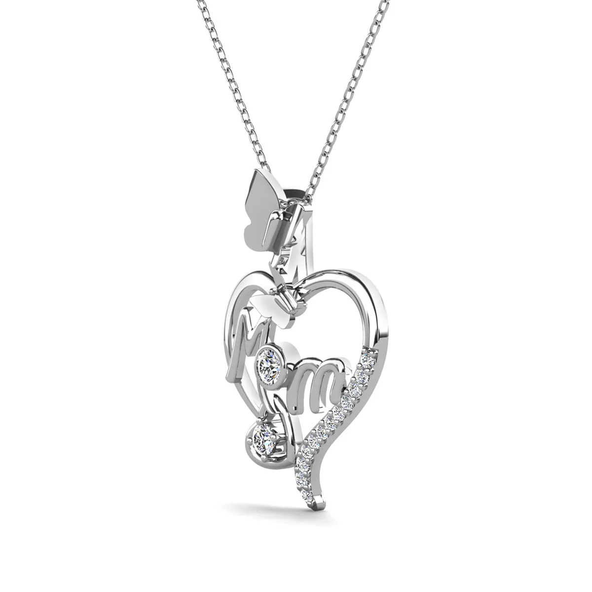 Mabel 18k White Gold Plated Necklace with Swarovski Crystals & Heartfelt Message for Mom - Image 9