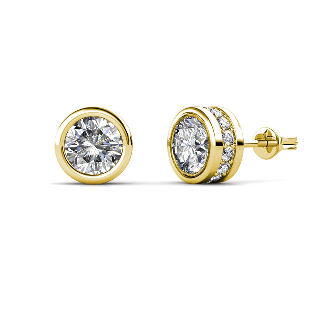 Mae 18k White Gold Plated Stud Earrings with Round Cut Swarovski Crystals - Image 10