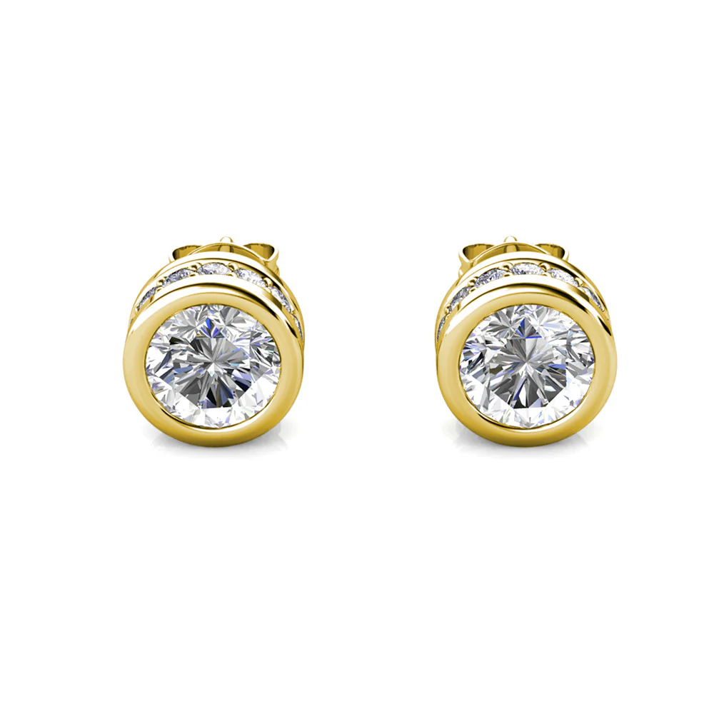 Mae 18k White Gold Plated Stud Earrings with Round Cut Swarovski Crystals - Image 12