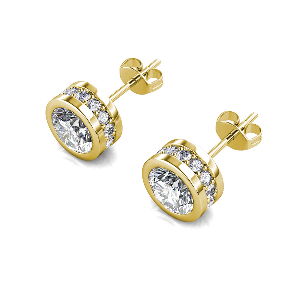 Mae 18k White Gold Plated Stud Earrings with Round Cut Swarovski Crystals - Image 14