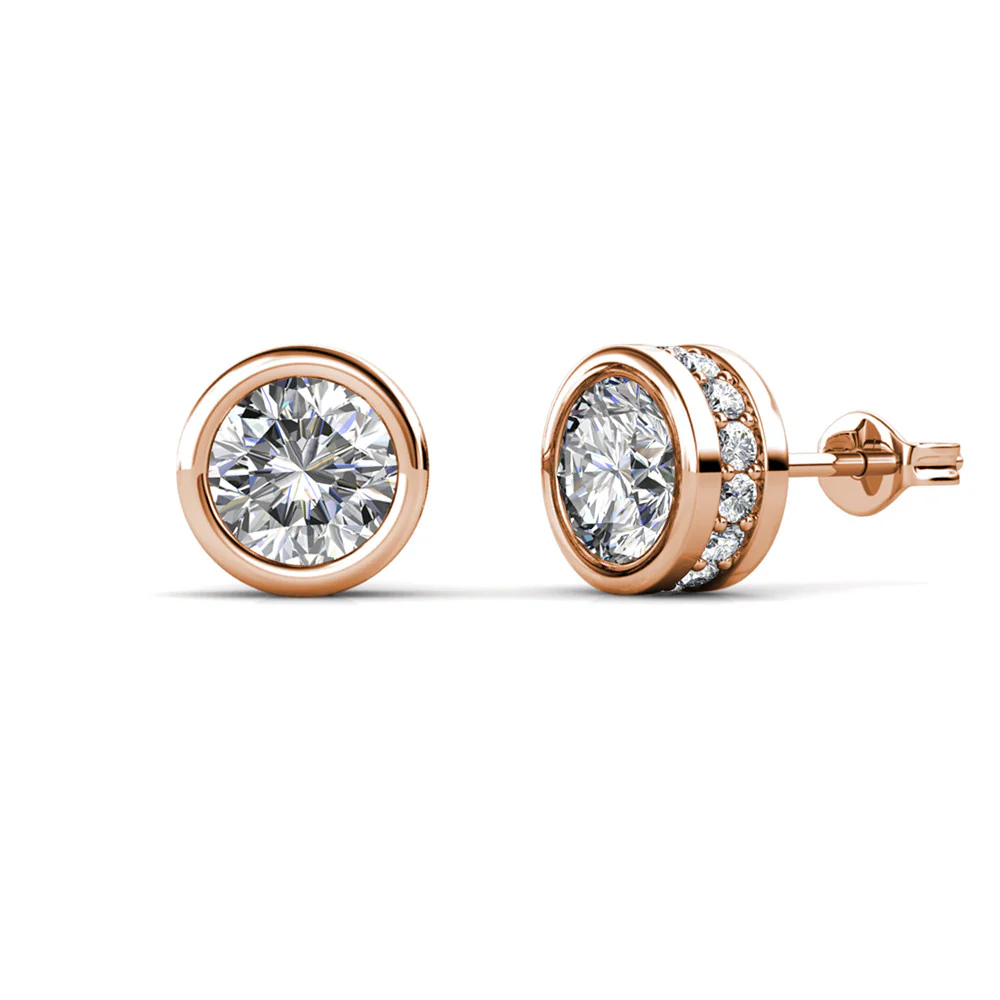 Mae 18k White Gold Plated Stud Earrings with Round Cut Swarovski Crystals - Image 15