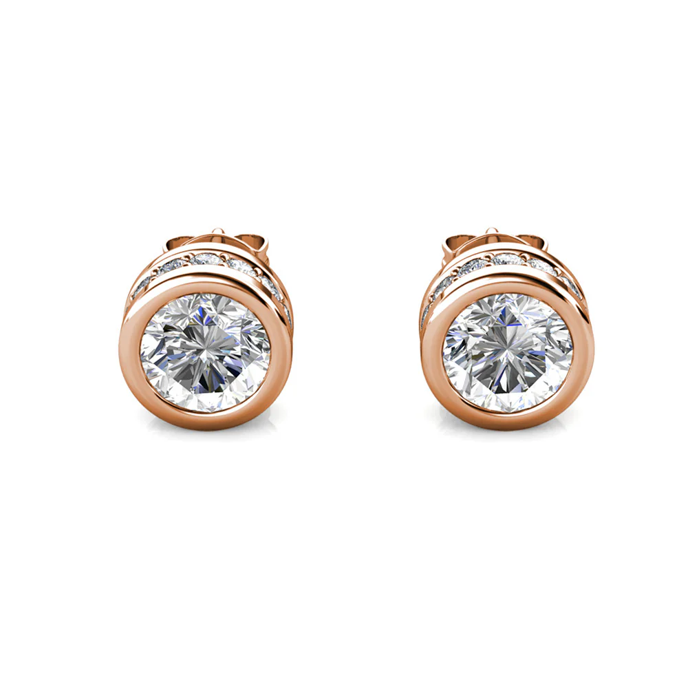 Mae 18k White Gold Plated Stud Earrings with Round Cut Swarovski Crystals - Image 17