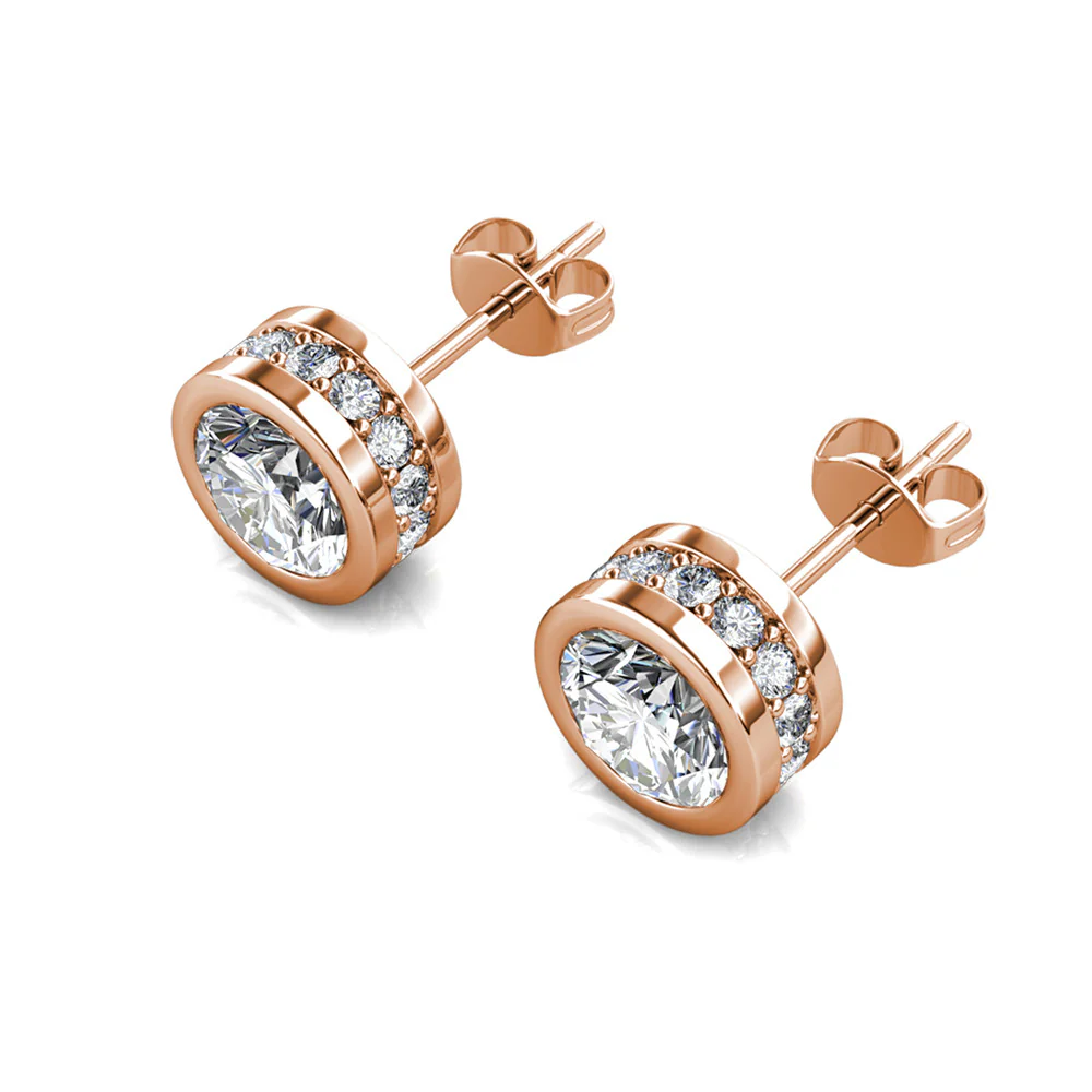 Mae 18k White Gold Plated Stud Earrings with Round Cut Swarovski Crystals - Image 19