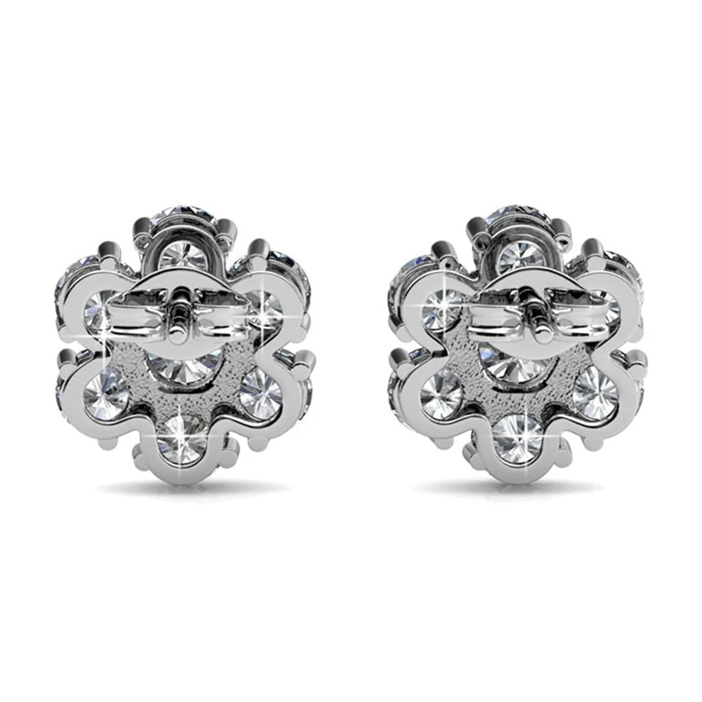 Maggie 18k White Gold Plated Flower Stud Earrings with Swarovski Crystals - Image 8