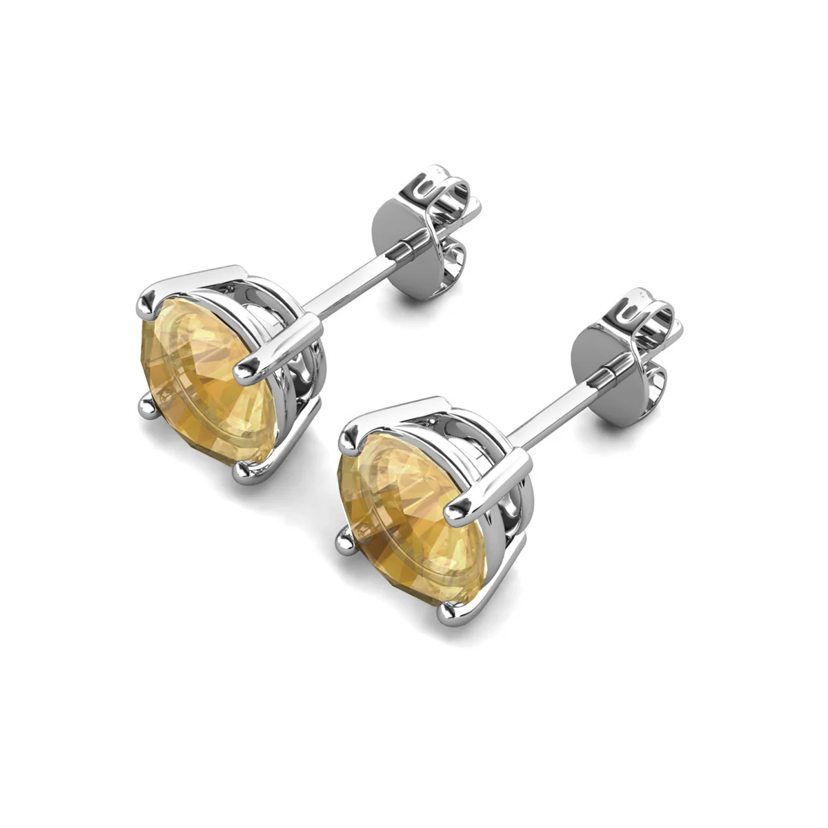 Magnolia 18k White Gold Plated Solitaire Stud Earrings with 1ct Simulated Diamond Crystals - Image 18
