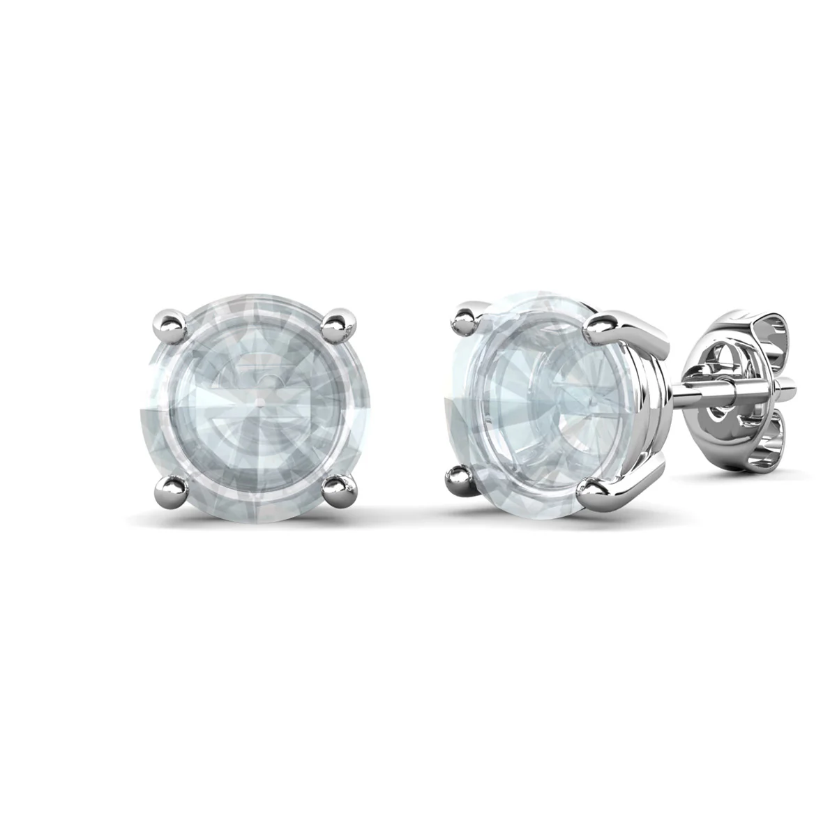 Magnolia 18k White Gold Plated Solitaire Stud Earrings with 1ct Simulated Diamond Crystals - Image 20