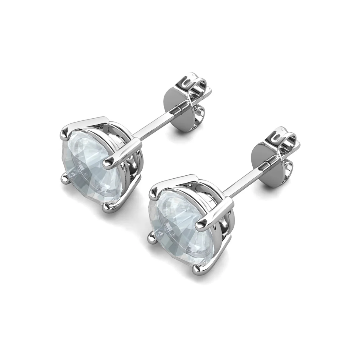 Magnolia 18k White Gold Plated Solitaire Stud Earrings with 1ct Simulated Diamond Crystals - Image 23