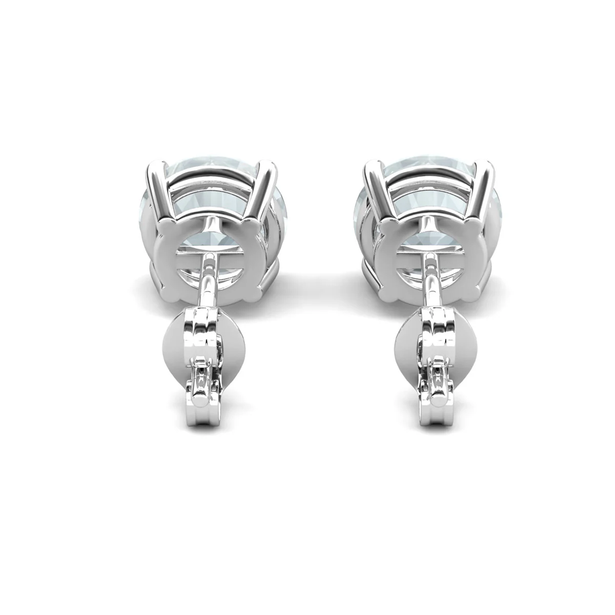 Magnolia 18k White Gold Plated Solitaire Stud Earrings with 1ct Simulated Diamond Crystals - Image 24