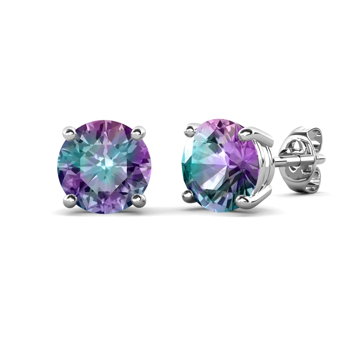 Magnolia 18k White Gold Plated Solitaire Stud Earrings with 1ct Simulated Diamond Crystals - Image 31