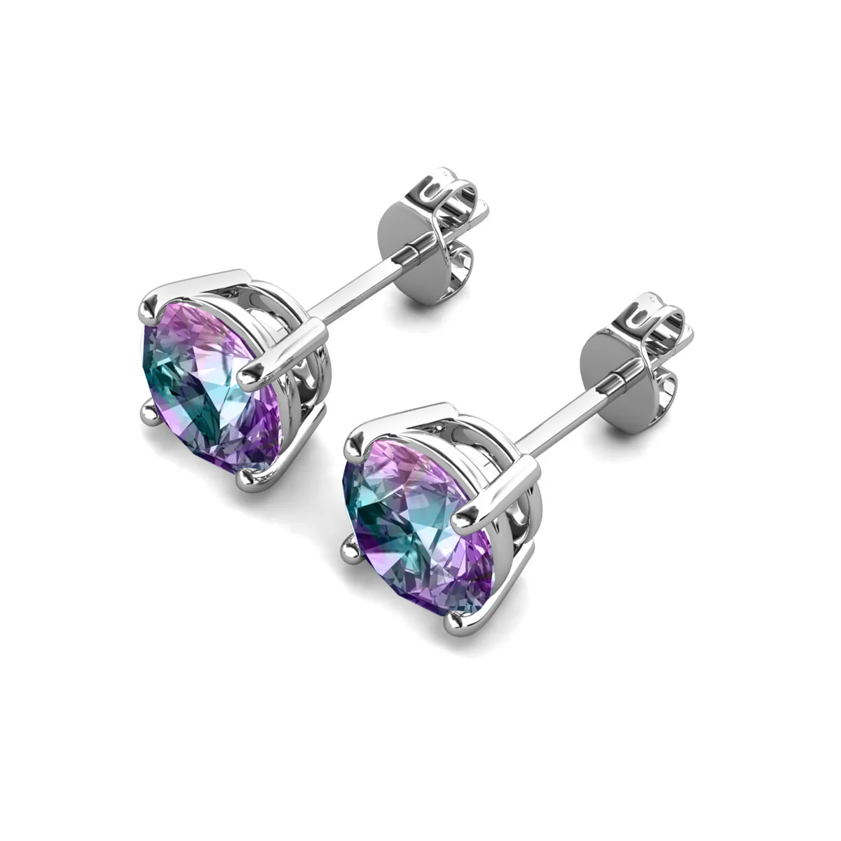 Magnolia 18k White Gold Plated Solitaire Stud Earrings with 1ct Simulated Diamond Crystals - Image 33