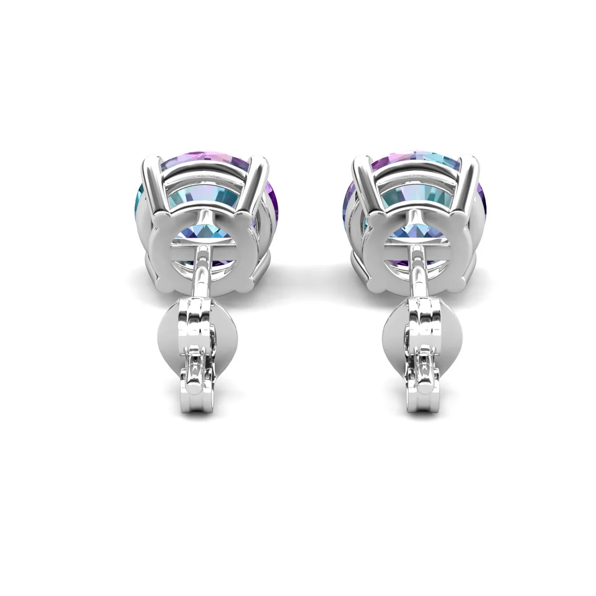 Magnolia 18k White Gold Plated Solitaire Stud Earrings with 1ct Simulated Diamond Crystals - Image 34