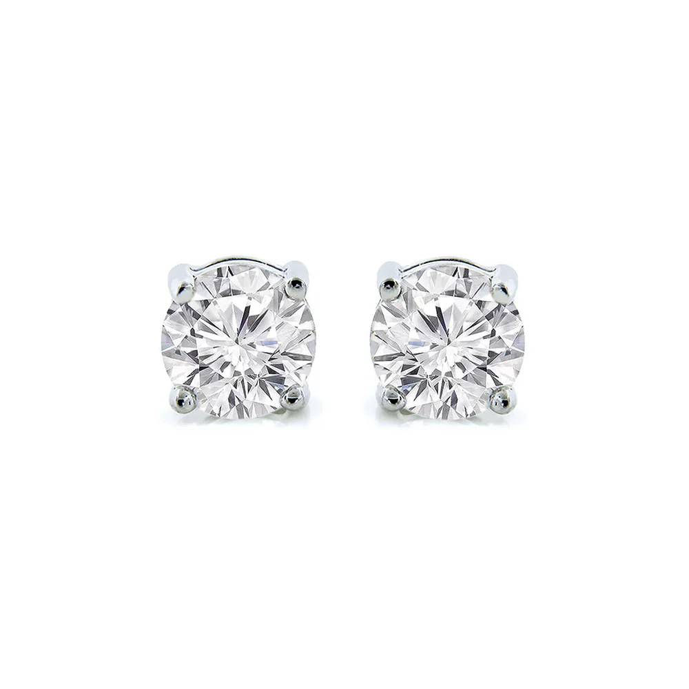 Magnolia 1ct Sterling Silver Stud Earrings with Simulated Diamond Crystals — Final Sale