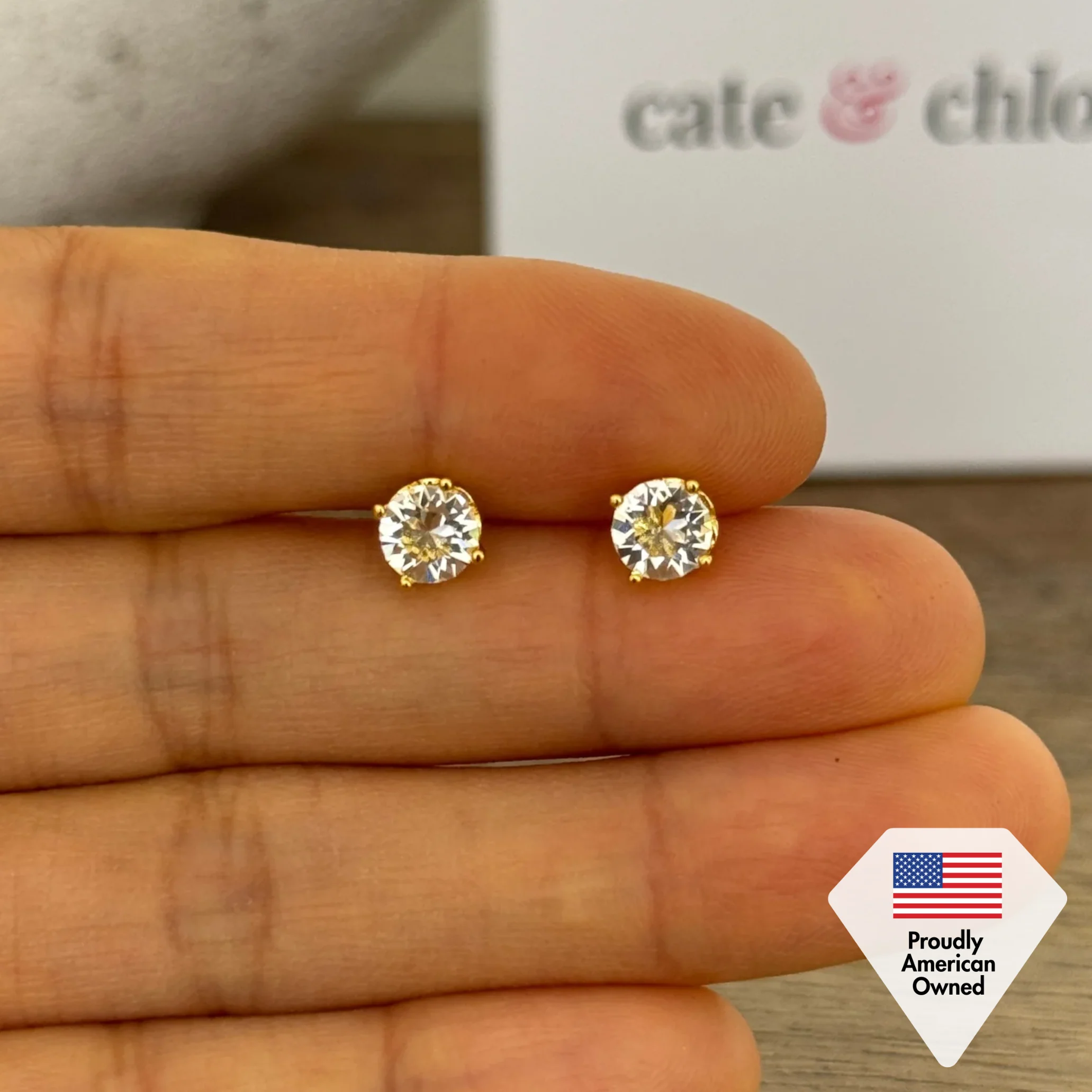 Mallory 18k White Gold Plated Stud Earrings with Swarovski Crystals - Image 7