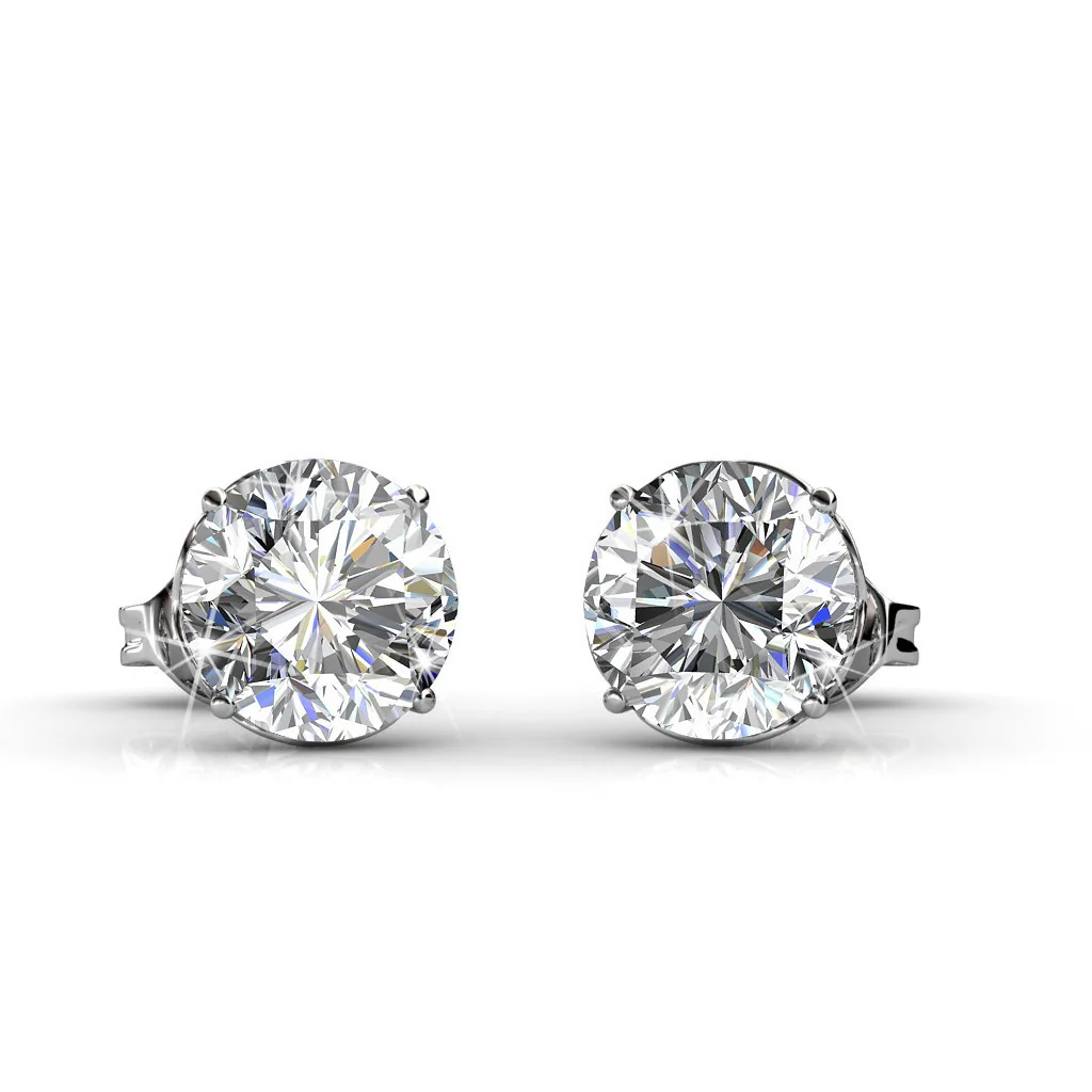 Mallory 18k White Gold Plated Stud Earrings with Swarovski Crystals - Image 8