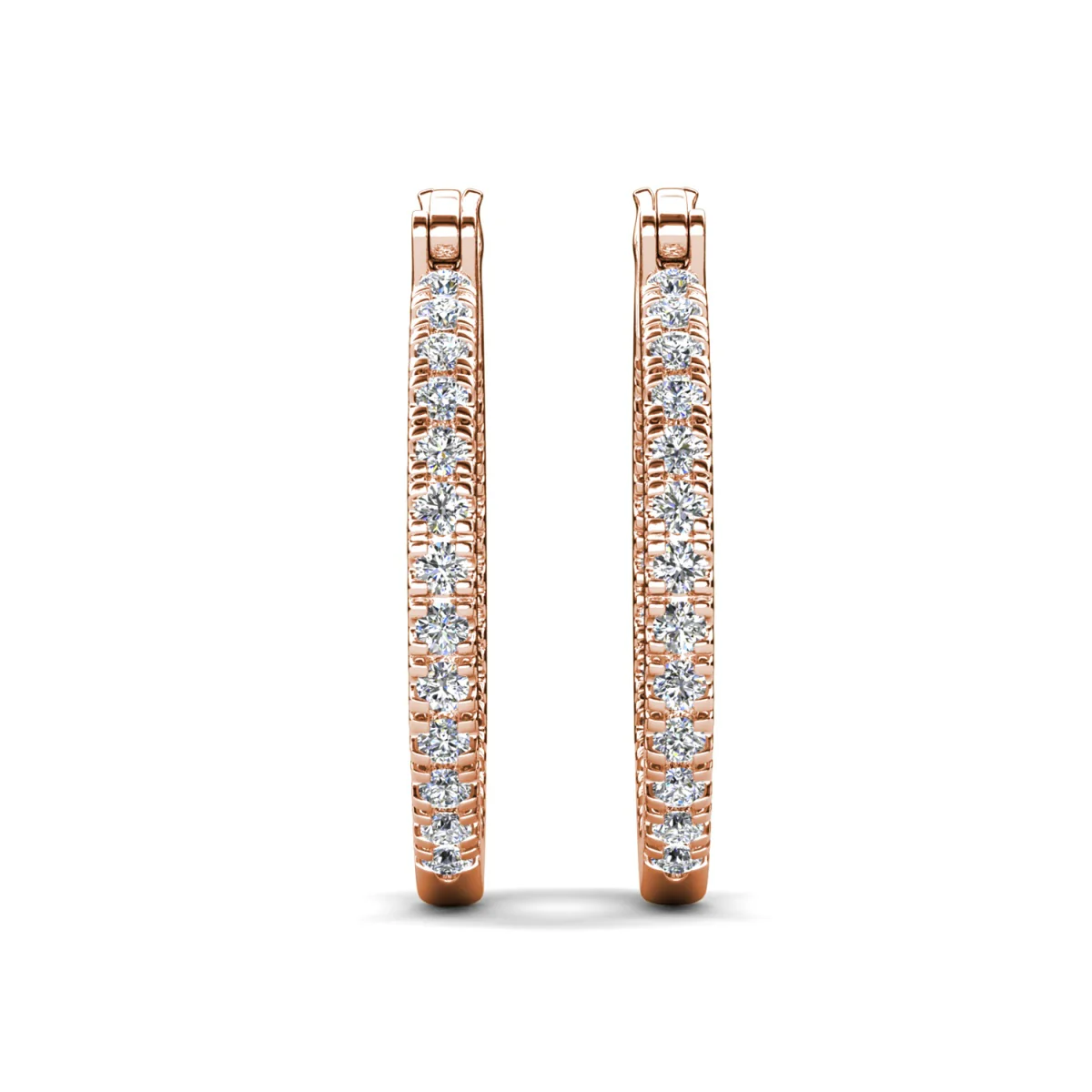 Margot 18k White Gold Plated 24mm Hoop Earrings with Simulated Diamond Crystals - Image 19
