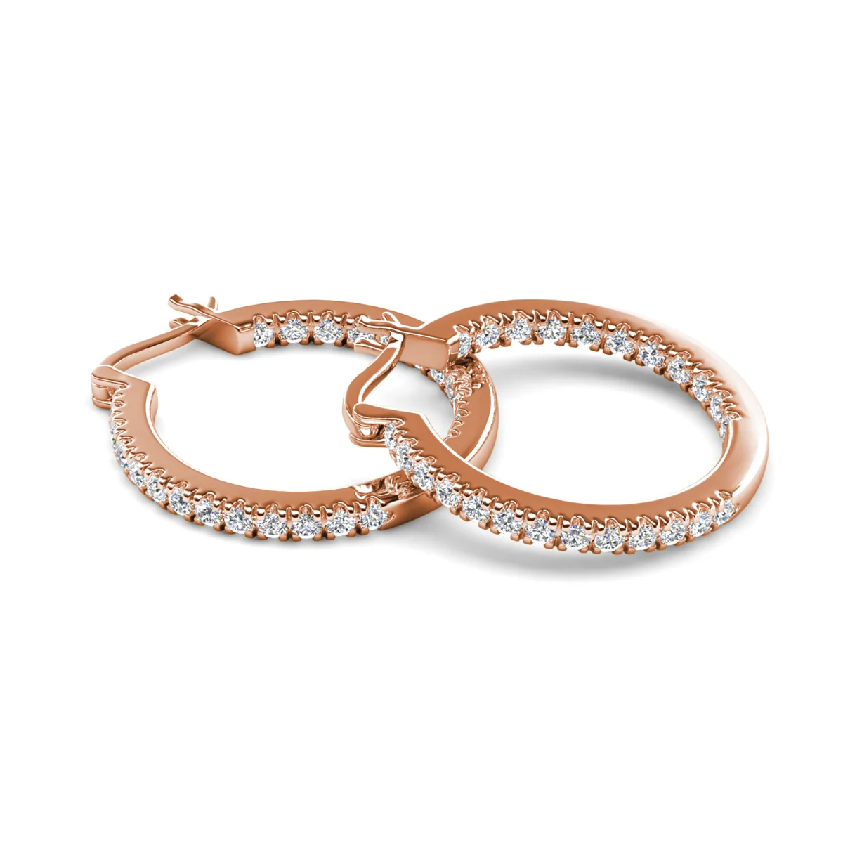 Margot 18k White Gold Plated 24mm Hoop Earrings with Simulated Diamond Crystals - Image 21