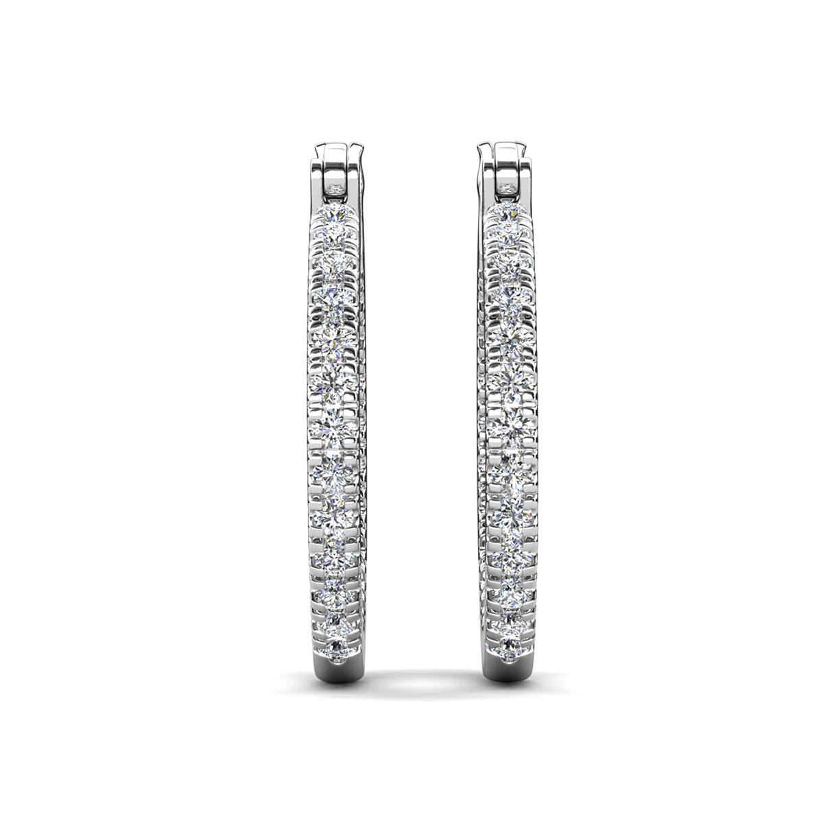 Margot 18k White Gold Plated 24mm Hoop Earrings with Simulated Diamond Crystals - Image 7