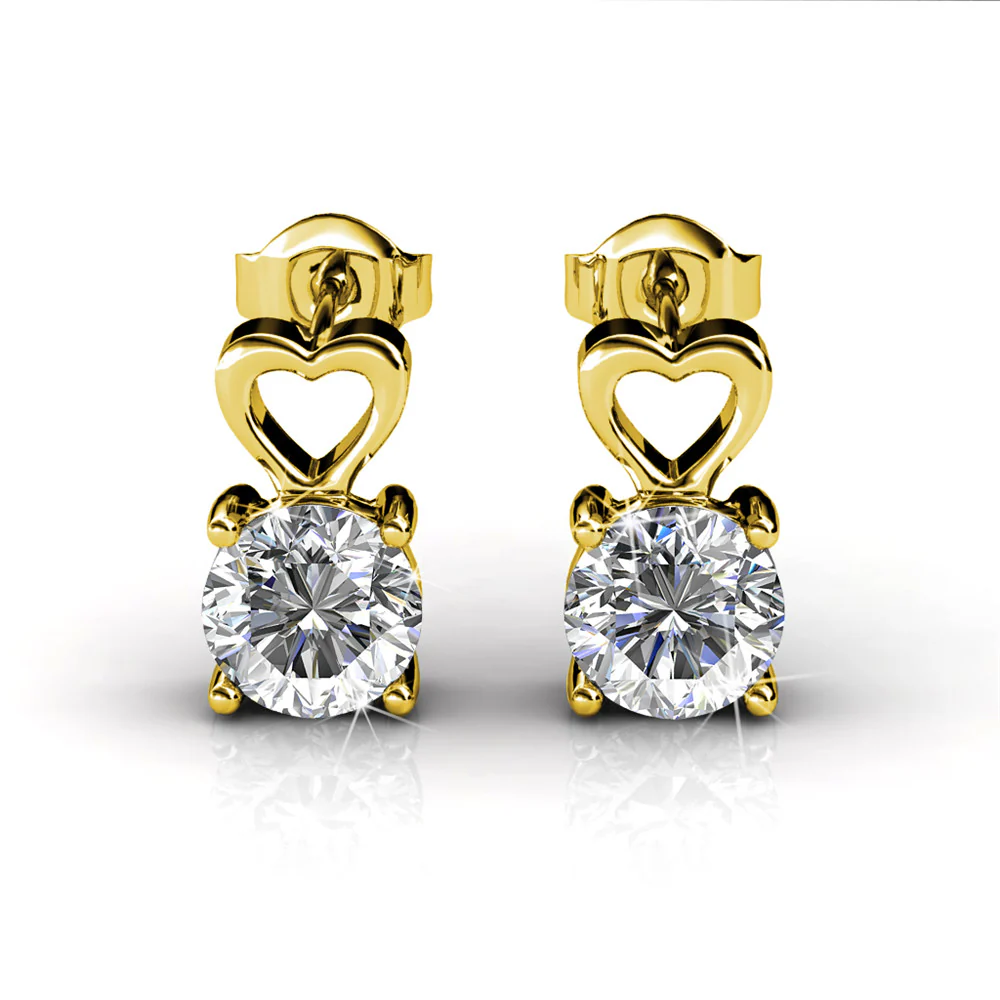 Marian 18k White Gold Heart Earrings with Round Cut Swarovski Crystal  — Final Sale - Image 10